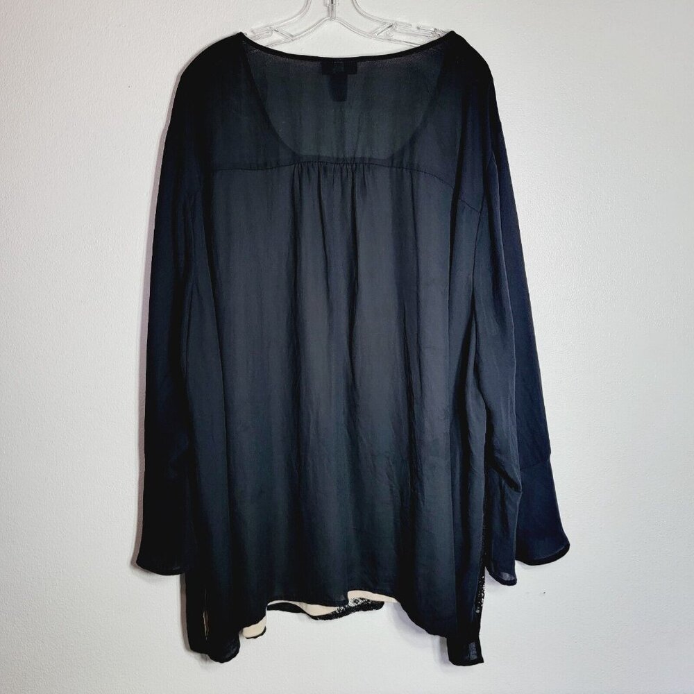 Catherines Black Label Bell Sleeve Top Plus Size 5X 34/36W Lace Overlay Pullover - Picture 3 of 4